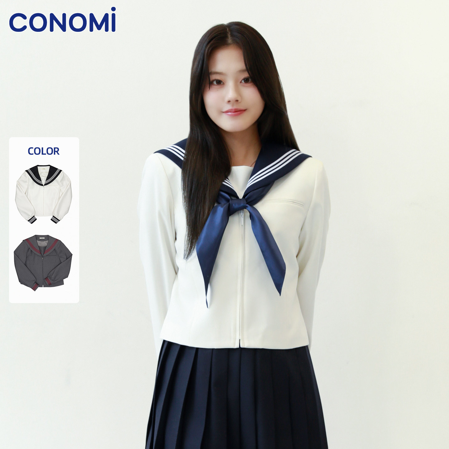 conomi日系海军领1026长袖含羊毛外套学院风JK制服水手服白冬服女