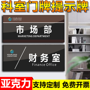 科室牌门牌提示牌公司部门综合办公室会议室董事长总经理室财务室市场部资料室指示标示牌定做亚克力标识标志