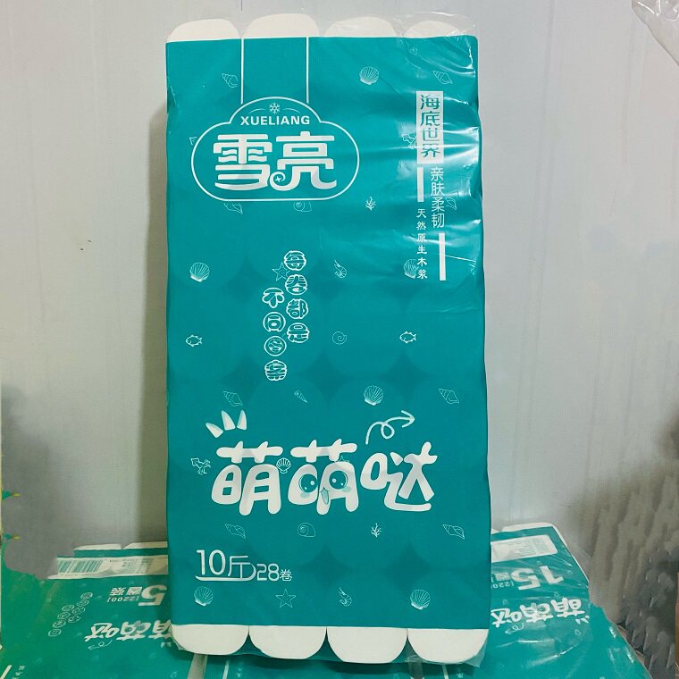 雪亮卷纸 萌萌哒 卫生纸家用28卷10斤装无芯原木厕纸卷筒纸  包邮