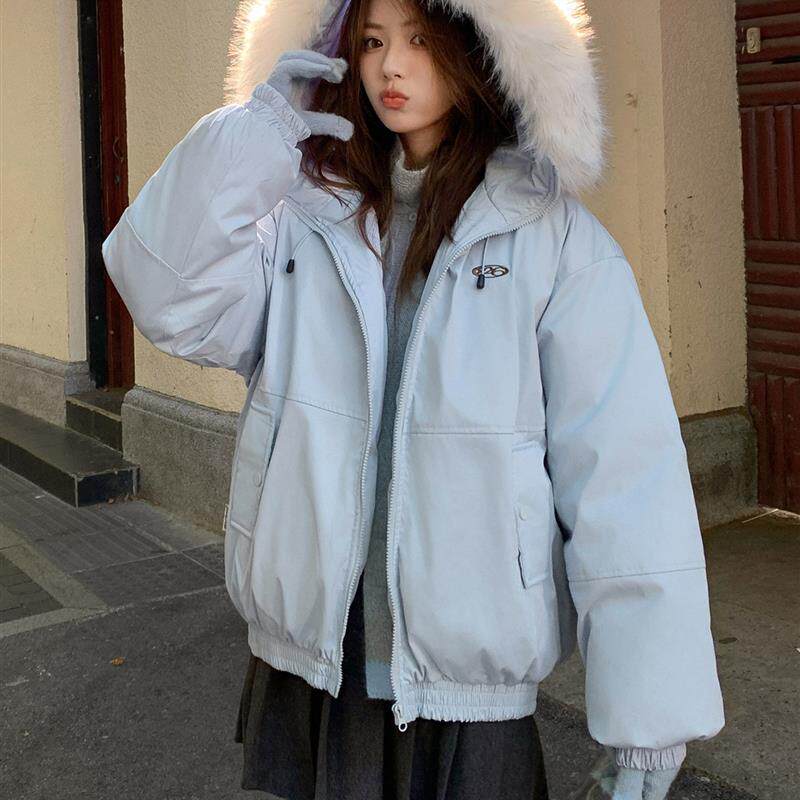 羽绒棉服女款2025新款冬季学生棉袄小个子宽松加厚工装派克服棉衣