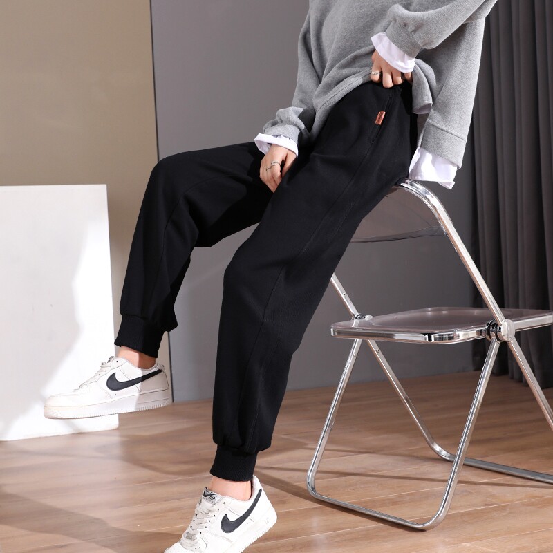 束脚运动裤女春秋宽松显瘦加绒加厚冬2023新款大码休闲卫裤棉裤子