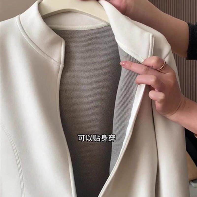 2025秋冬新款加绒内搭打底衣女装大码胖mm拉炼开衫长袖T恤卫衣