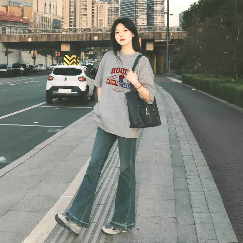 女生白色短袖t恤2025新款女爆款夏季纯棉宽松正肩小众设计感上衣