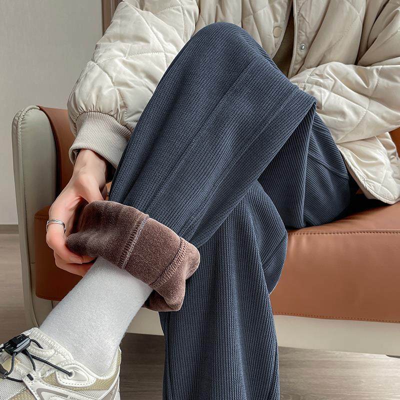 雪尼尔运动裤女秋冬季新款加绒加厚卫裤子外穿棉裤休闲灯芯绒女裤