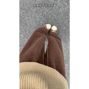 棕色阔腿裤女2025春季新款慵懒拖地裤秋冬季加绒高个子休闲长裤子