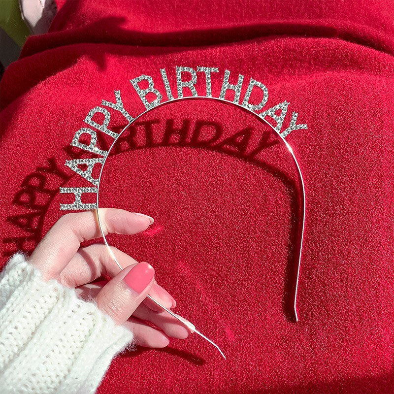 生日快乐发箍闪钻头饰拍照道具头箍生日派对party装扮发卡头饰