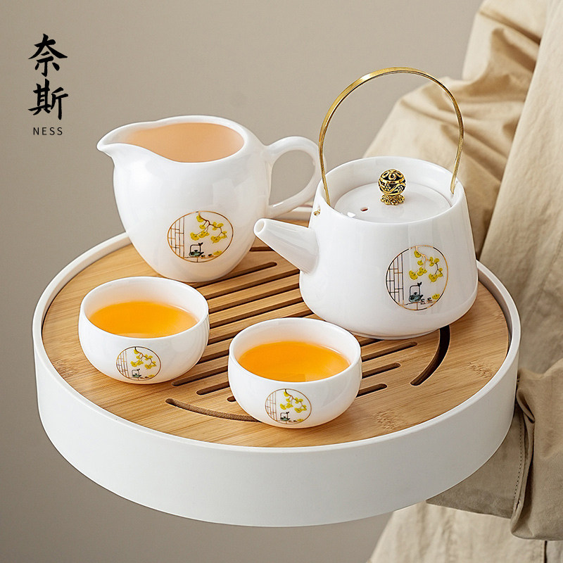 2025新款羊脂玉白瓷茶具套组家用一两人专用功夫陶瓷泡茶壶喝茶杯
