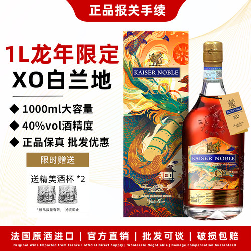 法国进口洋酒XO白兰地1000ml40度