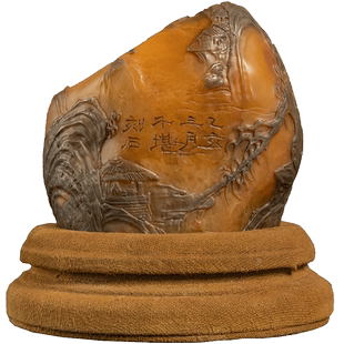 清代田黄石雕山水人物诗文印章老物件文玩古董收藏田黄石印章摆件