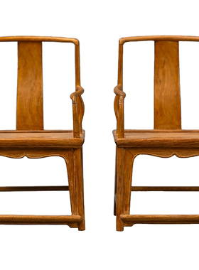 黄花梨南官帽椅摆件一对