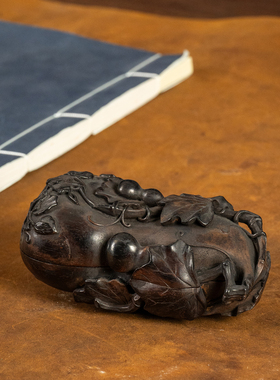 小叶紫檀雕福禄万代盖盒