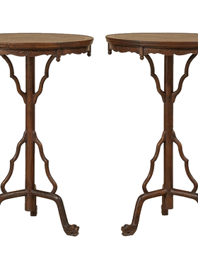 黄花梨镶瘿木独柱圆台