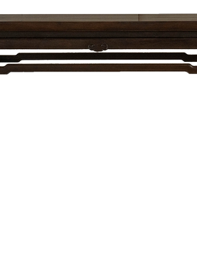 紫檀束腰罗锅枨马蹄腿云纹半桌