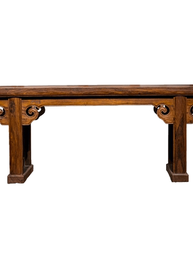 清早期 黄花梨夹头榫如意云纹一块玉翘头案中案古玩收藏拍卖真品