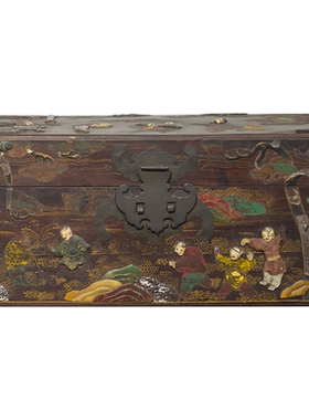 清代描金婴戏图文房红木百宝嵌