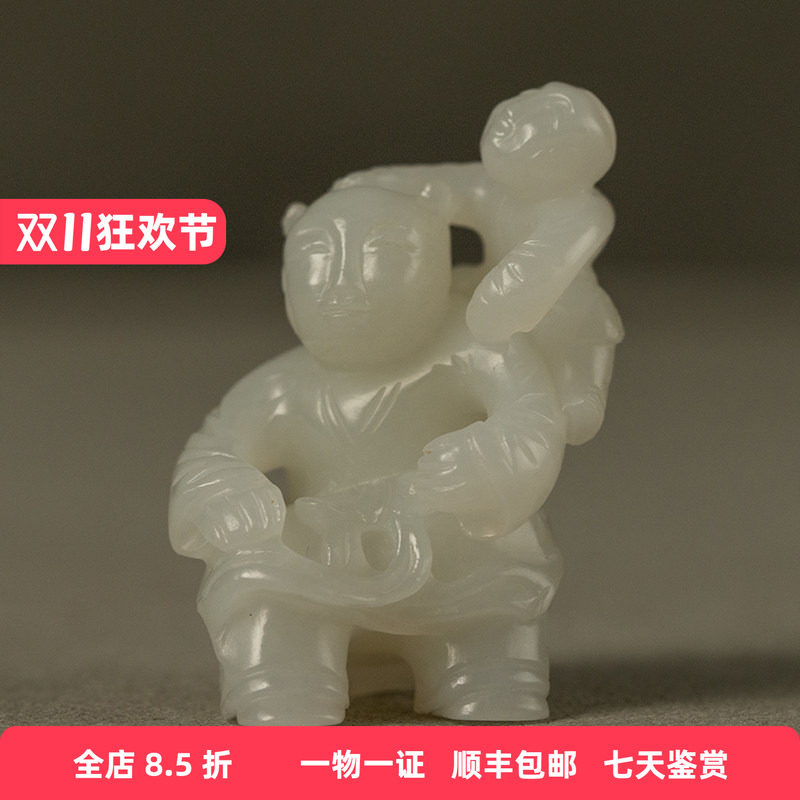清代玉雕辈辈封侯挂件文玩古董玉器收藏玉雕配饰36.7g