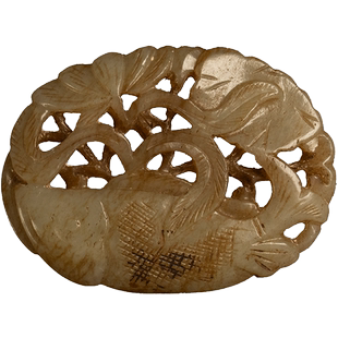 清代玉雕连年有余帽正文玩古董玉器收藏和田玉雕摆件配饰29.2g