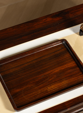 清代大红酸枝整挖文房盘摆件