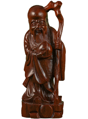 黄花梨一木整雕寿星摆件