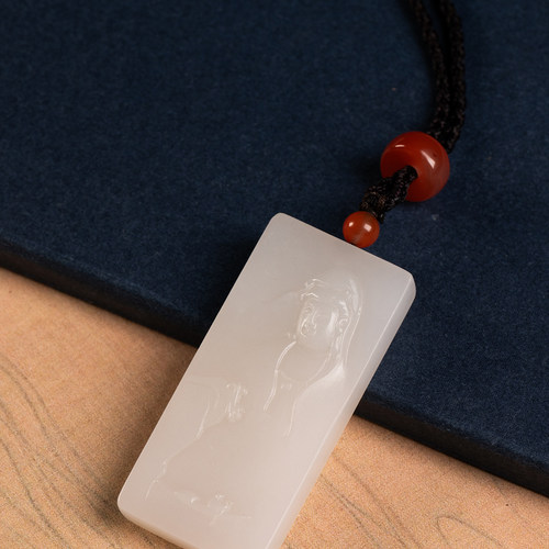 和田玉雕观音牌挂饰玉器收藏