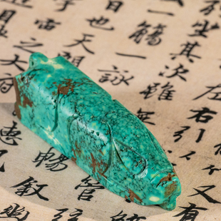 清代绿松石猪握老物件文玩古董收藏天然绿松石祝福摆件