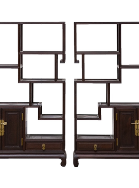 红木芝麻梗节节高博古架摆件