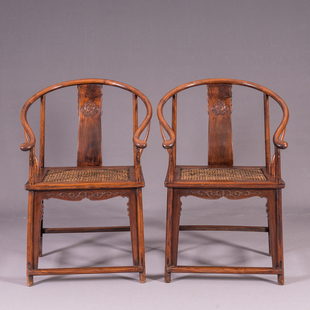 清代黄花梨苍龙教子圈椅（一对）明式古董家具收藏海南黄花梨椅子