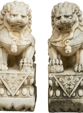 汉白玉狮子摆件（一对）