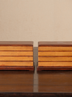 清代黄花梨册页形盖盒（一对）