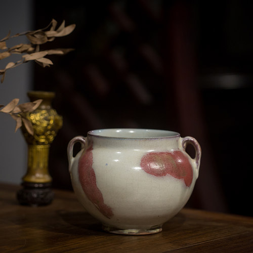 雅然清代双耳罐中式风瓷器文玩