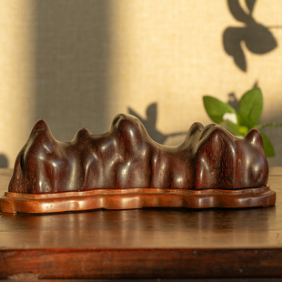 清代紫檀木雕山子笔架山老物件文玩古董收藏文房摆件小叶紫檀笔架