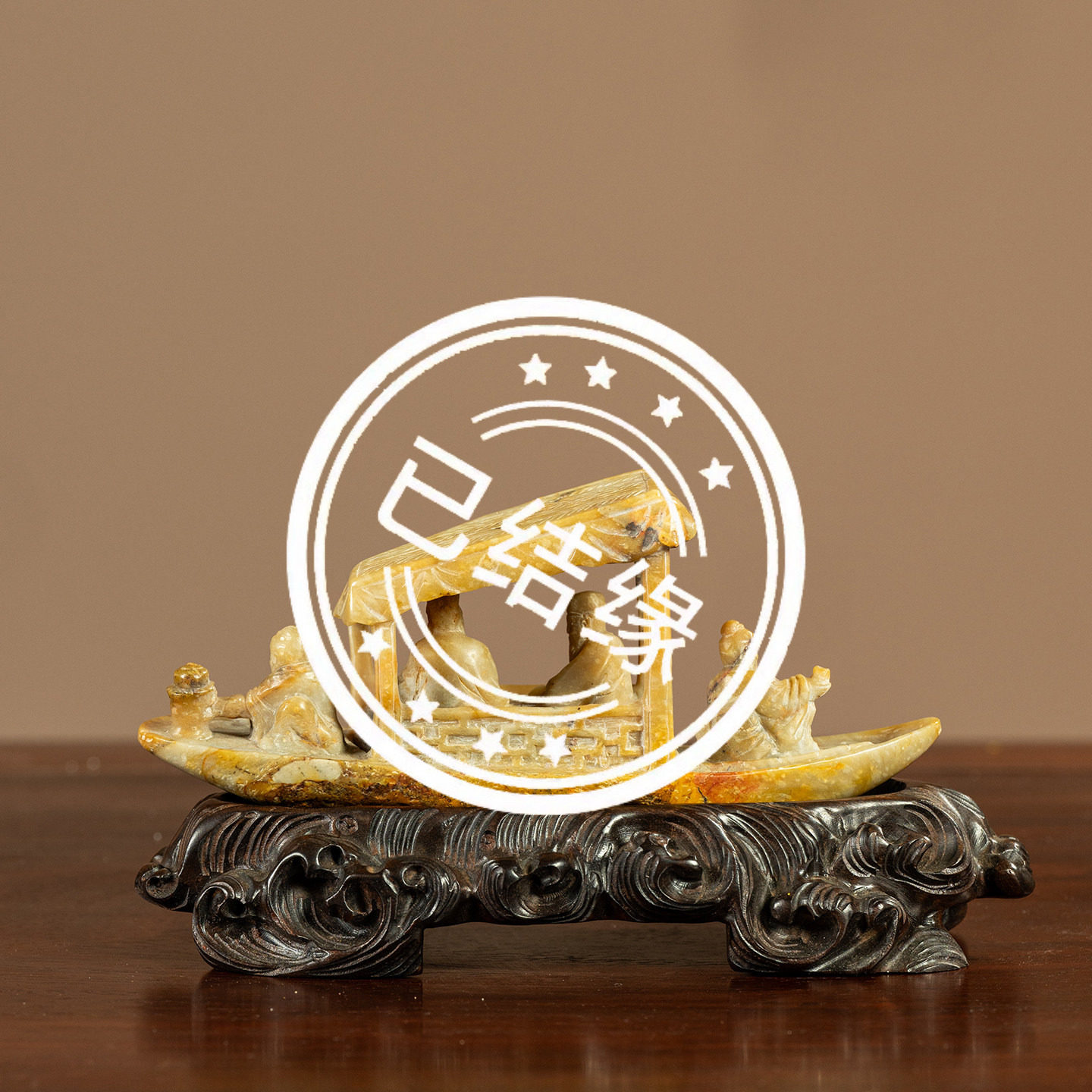 （已售出）清代青田石雕赤壁赋泛舟山子摆件（红木座）古董摆件,家居饰品,装饰摆件,淘宝优惠券,粉丝福利购,淘宝优惠卷