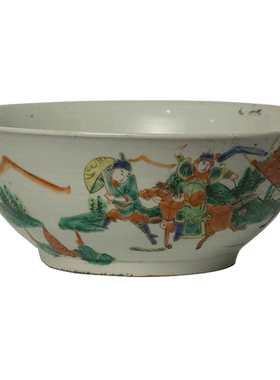 清代五彩人物故事大碗老物件文玩古董瓷器艺术品摆件中式瓷器摆件