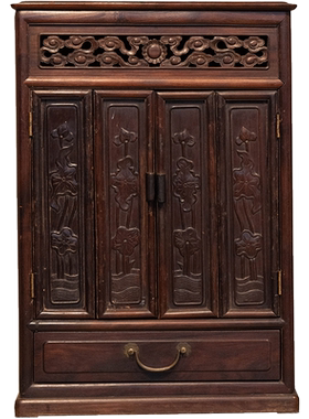 清代 红木荷花纹佛龛老物件文玩古董收藏客厅中式摆件老红木佛柜