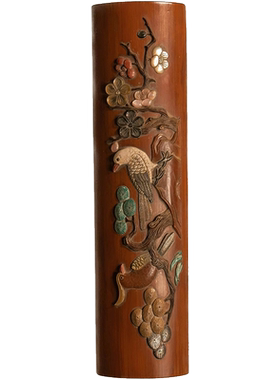 清代百宝嵌花鸟纹竹臂搁