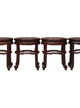 清代红木四足随形圆凳成堂