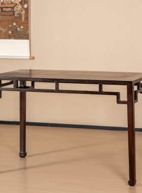 红木罗锅枨矮栳四面平独板画桌