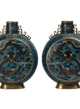 铜胎掐丝珐琅云龙纹扁壶