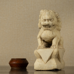清代汉白玉案头狮子摆件老物件文玩古董收藏中式桌面狮子祝福摆件