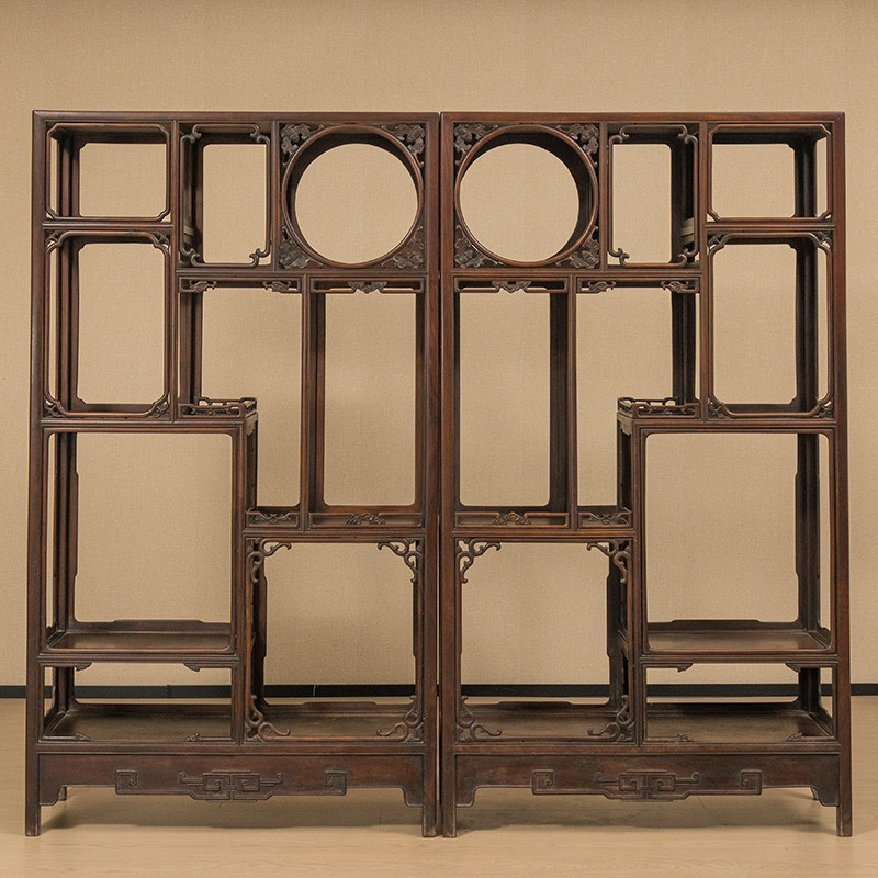 清代 红木博古架（一对）明清古典家具古董收藏老红木实木多宝格