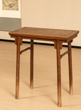 黄花梨镶瘿木面刀牙板平头案