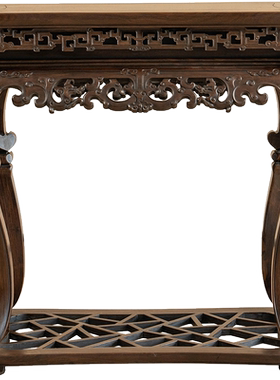 红木镶瘿木透雕螭龙纹香几