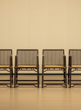 红木直棂玫瑰椅成堂（一堂四只）