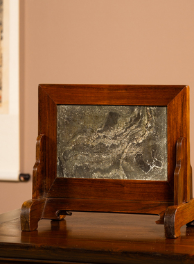 清代黄花梨镶绿石案屏文玩古董收藏中式装饰摆件海南黄花梨屏风