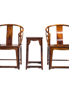 黄花梨素工圈椅（两椅一几）