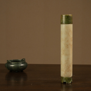 清代 玉雕竹林七贤香筒文玩古董收藏 和田玉籽料摆件线香筒468.5g