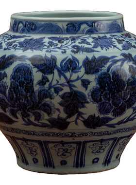 青花花卉纹罐瓷器艺术品