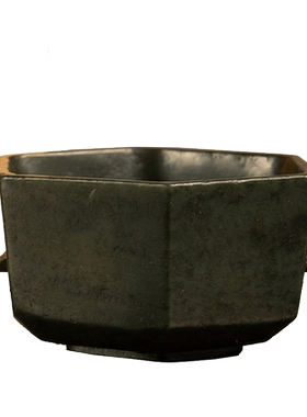 天然碧玉双耳六角杯摆件