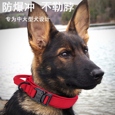 战术狗项圈户外尼龙牵引宠物脖圈