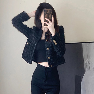 法式名媛小香风外套女2023新款秋冬高端气质小个子高级感短款上衣